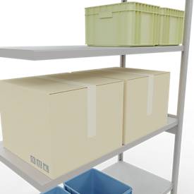 SCHULTE Lagertechnik Fachbodenregal - Stecksystem MULTIplus 250 Anbauregal mit Längenriegel - 3000x1300x600 mm, Typ 250 kg