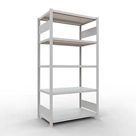 Schulte Lagertechnik Fachbodenregal-Stecksystem MULTIplus 250, Grundregal, Längenriegel, 2000x1000x600 mm, 5 Böden, lichtgrau