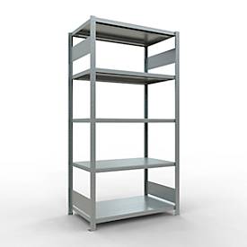 Schulte Lagertechnik Fachbodenregal-Stecksystem MULTIplus 250, Grundregal, Längenriegel, 2000x1000x600 mm, 5 Böden, verzinkt