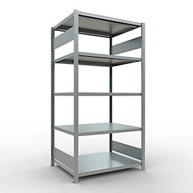 Schulte Lagertechnik Fachbodenregal-Stecksystem MULTIplus 250, Grundregal, Längenriegel, 2000x1000x800 mm, 5 Böden, verzinkt