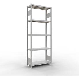 Schulte Lagertechnik Fachbodenregal-Stecksystem MULTIplus 250, Grundregal, Längenriegel, 2000x750x300 mm, 5 Böden, lichtgrau
