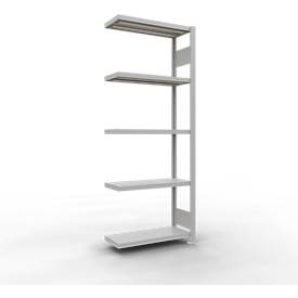 Schulte Lagertechnik Fachbodenregal-Stecksystem MULTIplus 250, Grundregal, Längenriegel, 2000x750x300 mm, 5 Böden, lichtgrau
