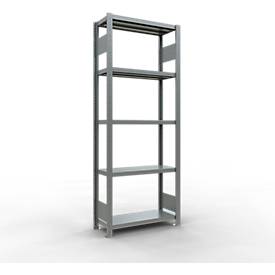 Schulte Lagertechnik Fachbodenregal-Stecksystem MULTIplus 250, Grundregal, Längenriegel, 2000x750x300 mm, 5 Böden, verzinkt