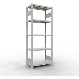 Schulte Lagertechnik Fachbodenregal-Stecksystem MULTIplus 250, Grundregal, Längenriegel, 2000x750x400 mm, 5 Böden, lichtgrau