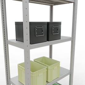 Schulte Lagertechnik Fachbodenregal-Stecksystem MULTIplus 250, Grundregal, Längenriegel, 2000x750x400 mm, 5 Böden, lichtgrau