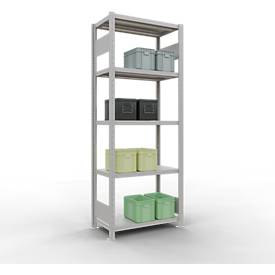 Schulte Lagertechnik Fachbodenregal-Stecksystem MULTIplus 250, Grundregal, Längenriegel, 2000x750x400 mm, 5 Böden, lichtgrau