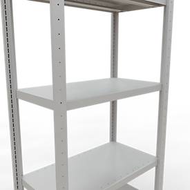 Schulte Lagertechnik Fachbodenregal-Stecksystem MULTIplus 250, Grundregal, Längenriegel, 2000x750x400 mm, 5 Böden, lichtgrau