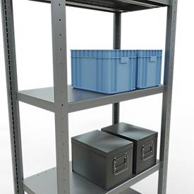 Schulte Lagertechnik Fachbodenregal-Stecksystem MULTIplus 250, Grundregal, Längenriegel, 2000x750x400 mm, 5 Böden, verzinkt