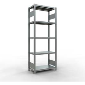 Schulte Lagertechnik Fachbodenregal-Stecksystem MULTIplus 250, Grundregal, Längenriegel, 2000x750x400 mm, 5 Böden, verzinkt