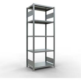 Schulte Lagertechnik Fachbodenregal-Stecksystem MULTIplus 250, Grundregal, Längenriegel, 2000x750x500 mm, 5 Böden, verzinkt