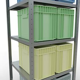 Schulte Lagertechnik Fachbodenregal-Stecksystem MULTIplus 250, Grundregal, Längenriegel, 2000x750x800 mm, 5 Böden, verzinkt