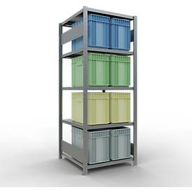 Schulte Lagertechnik Fachbodenregal-Stecksystem MULTIplus 250, Grundregal, Längenriegel, 2000x750x800 mm, 5 Böden, verzinkt