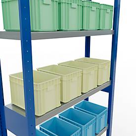 Schulte Lagertechnik Fachbodenregal-Stecksystem MULTIplus 250, Grundregal, Längenriegel, 2500x1000x300 mm, 6 Böden, enzianblau/verzinkt