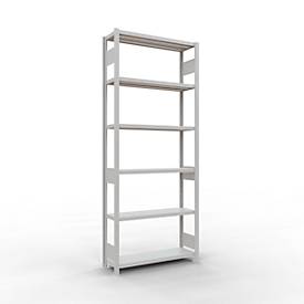 Schulte Lagertechnik Fachbodenregal-Stecksystem MULTIplus 250, Grundregal, Längenriegel, 2500x1000x300 mm, 6 Böden, lichtgrau