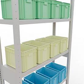 Schulte Lagertechnik Fachbodenregal-Stecksystem MULTIplus 250, Grundregal, Längenriegel, 2500x1000x300 mm, 6 Böden, lichtgrau