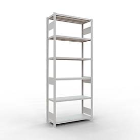 Schulte Lagertechnik Fachbodenregal-Stecksystem MULTIplus 250, Grundregal, Längenriegel, 2500x1000x400 mm, 6 Böden, lichtgrau