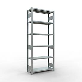 Schulte Lagertechnik Fachbodenregal-Stecksystem MULTIplus 250, Grundregal, Längenriegel, 2500x1000x400 mm, 6 Böden, verzinkt