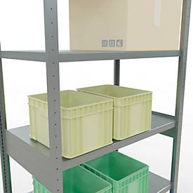 Schulte Lagertechnik Fachbodenregal-Stecksystem MULTIplus 250, Grundregal, Längenriegel, 2500x1000x600 mm, 6 Böden, verzinkt