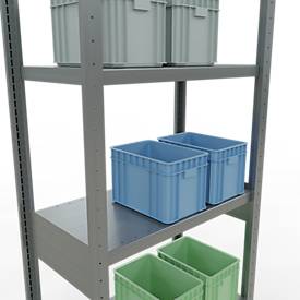 Schulte Lagertechnik Fachbodenregal-Stecksystem MULTIplus 250, Grundregal, Längenriegel, 2500x750x400 mm, 6 Böden, verzinkt