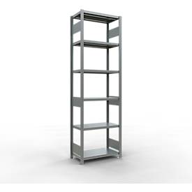 Schulte Lagertechnik Fachbodenregal-Stecksystem MULTIplus 250, Grundregal, Längenriegel, 2500x750x400 mm, 6 Böden, verzinkt