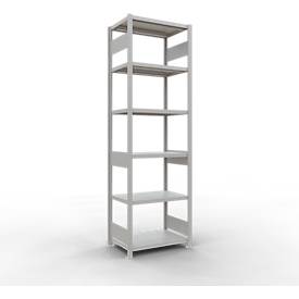 Schulte Lagertechnik Fachbodenregal-Stecksystem MULTIplus 250, Grundregal, Längenriegel, 2500x750x500 mm, 6 Böden, lichtgrau