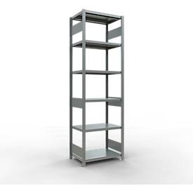 Schulte Lagertechnik Fachbodenregal-Stecksystem MULTIplus 250, Grundregal, Längenriegel, 2500x750x500 mm, 6 Böden, verzinkt