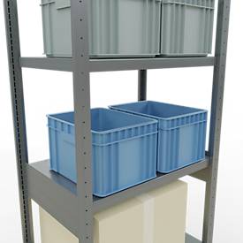 Schulte Lagertechnik Fachbodenregal-Stecksystem MULTIplus 250, Grundregal, Längenriegel, 2500x750x500 mm, 6 Böden, verzinkt