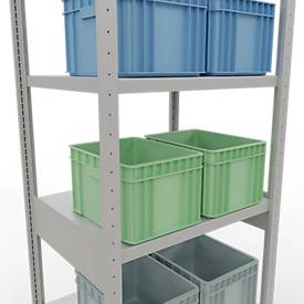 Schulte Lagertechnik Fachbodenregal-Stecksystem MULTIplus 250, Grundregal, Längenriegel, 2500x750x600 mm, 6 Böden, lichtgrau