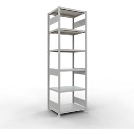 Schulte Lagertechnik Fachbodenregal-Stecksystem MULTIplus 250, Grundregal, Längenriegel, 2500x750x600 mm, 6 Böden, lichtgrau