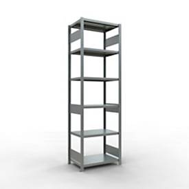 Schulte Lagertechnik Fachbodenregal-Stecksystem MULTIplus 250, Grundregal, Längenriegel, 2500x750x600 mm, 6 Böden, verzinkt