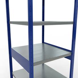 Schulte Lagertechnik Fachbodenregal-Stecksystem MULTIplus 250, Grundregal, Längenriegel, 2500x750x800 mm, 6 Böden, enzianblau/verzinkt