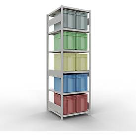 Schulte Lagertechnik Fachbodenregal-Stecksystem MULTIplus 250, Grundregal, Längenriegel, 2500x750x800 mm, 6 Böden, lichtgrau