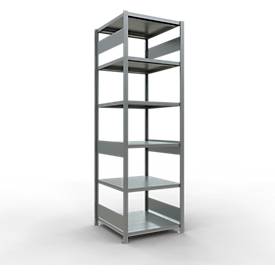 Schulte Lagertechnik Fachbodenregal-Stecksystem MULTIplus 250, Grundregal, Längenriegel, 2500x750x800 mm, 6 Böden, verzinkt