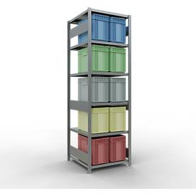 Schulte Lagertechnik Fachbodenregal-Stecksystem MULTIplus 250, Grundregal, Längenriegel, 2500x750x800 mm, 6 Böden, verzinkt