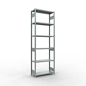 Schulte Lagertechnik Fachbodenregal-Stecksystem MULTIplus 250, Grundregal, Längenriegel, 3000x1000x400 mm, 7 Böden, verzinkt