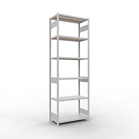 Schulte Lagertechnik Fachbodenregal-Stecksystem MULTIplus 250, Grundregal, Längenriegel, 3000x1000x500 mm, 7 Böden, lichtgrau