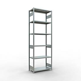 Schulte Lagertechnik Fachbodenregal-Stecksystem MULTIplus 250, Grundregal, Längenriegel, 3000x1000x500 mm, 7 Böden, verzinkt