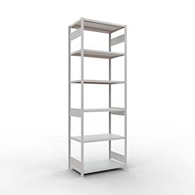 Schulte Lagertechnik Fachbodenregal-Stecksystem MULTIplus 250, Grundregal, Längenriegel, 3000x1000x600 mm, 7 Böden, lichtgrau