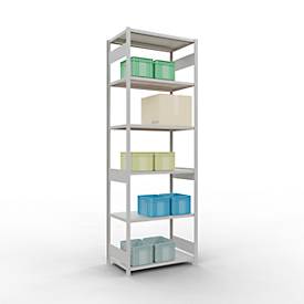 Schulte Lagertechnik Fachbodenregal-Stecksystem MULTIplus 250, Grundregal, Längenriegel, 3000x1000x600 mm, 7 Böden, lichtgrau