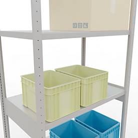 Schulte Lagertechnik Fachbodenregal-Stecksystem MULTIplus 250, Grundregal, Längenriegel, 3000x1000x600 mm, 7 Böden, lichtgrau