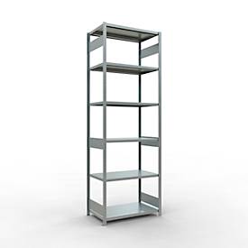 Schulte Lagertechnik Fachbodenregal-Stecksystem MULTIplus 250, Grundregal, Längenriegel, 3000x1000x600 mm, 7 Böden, verzinkt