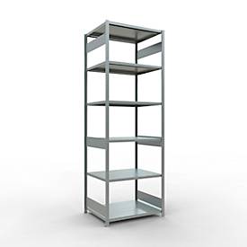 Schulte Lagertechnik Fachbodenregal-Stecksystem MULTIplus 250, Grundregal, Längenriegel, 3000x1000x800 mm, 7 Böden, verzinkt