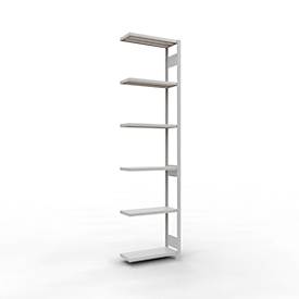 Schulte Lagertechnik Fachbodenregal-Stecksystem MULTIplus 250, Grundregal, Längenriegel, 3000x750x300 mm, 7 Böden, lichtgrau