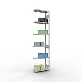 Schulte Lagertechnik Fachbodenregal-Stecksystem MULTIplus 250, Grundregal, Längenriegel, 3000x750x300 mm, 7 Böden, lichtgrau