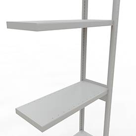Schulte Lagertechnik Fachbodenregal-Stecksystem MULTIplus 250, Grundregal, Längenriegel, 3000x750x300 mm, 7 Böden, lichtgrau