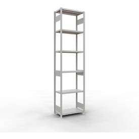 Schulte Lagertechnik Fachbodenregal-Stecksystem MULTIplus 250, Grundregal, Längenriegel, 3000x750x400 mm, 7 Böden, lichtgrau