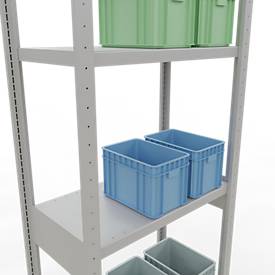 Schulte Lagertechnik Fachbodenregal-Stecksystem MULTIplus 250, Grundregal, Längenriegel, 3000x750x400 mm, 7 Böden, lichtgrau