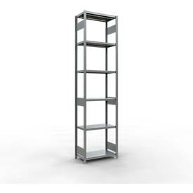 Schulte Lagertechnik Fachbodenregal-Stecksystem MULTIplus 250, Grundregal, Längenriegel, 3000x750x400 mm, 7 Böden, verzinkt