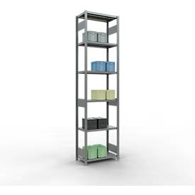 Schulte Lagertechnik Fachbodenregal-Stecksystem MULTIplus 250, Grundregal, Längenriegel, 3000x750x400 mm, 7 Böden, verzinkt