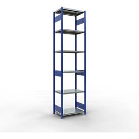 Schulte Lagertechnik Fachbodenregal-Stecksystem MULTIplus 250, Grundregal, Längenriegel, 3000x750x500 mm, 7 Böden, enzianblau/verzinkt
